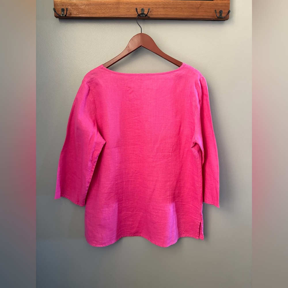 E-Col-O-Gie Women's Linen Fuchsia Boho Circle Top Size Large - Pre-Owned - Picture 3 of 13